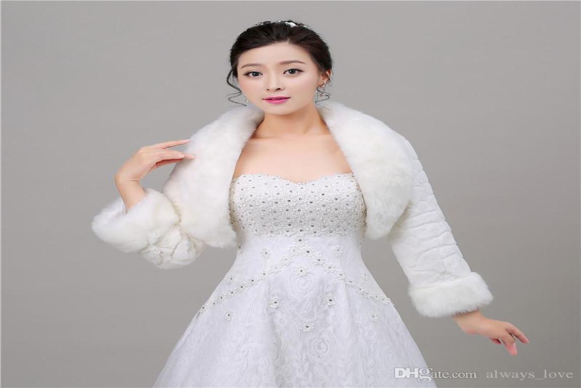 

2019 Cheap Winter Faux Fur Bridal Wedding Wrap Cape Shawl Jackets Coat Bolero Tippet Stole for Wedding Party PJ0359306592, White