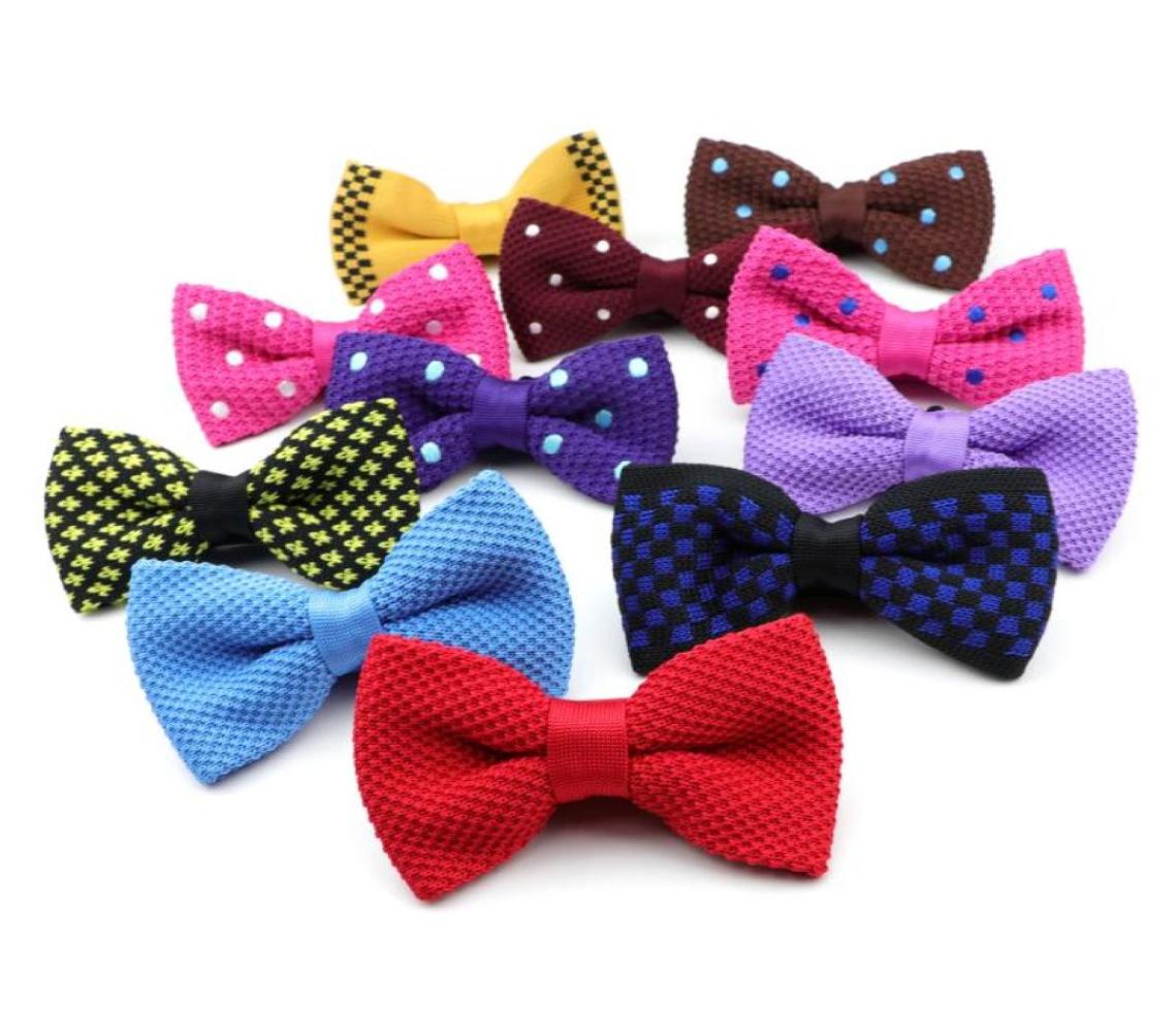 

Bow Ties Single Deck Bowknot Knit Bowtie Adjustable Solid Color Plaid Dot Neckwear Knitting Dress Knitted Tie Embroider6575306