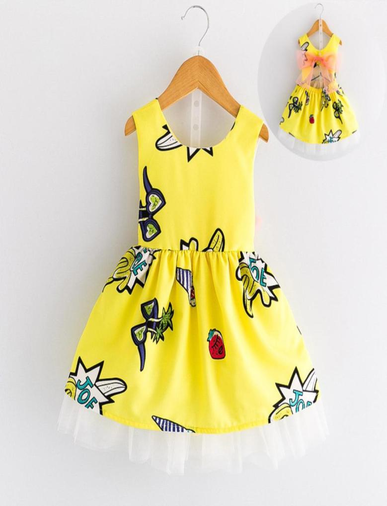 

Baby girls dress summer children girl princess dresses costume kids sleeveless bow Clothes for little child birthday party clothin5274114, Yellow