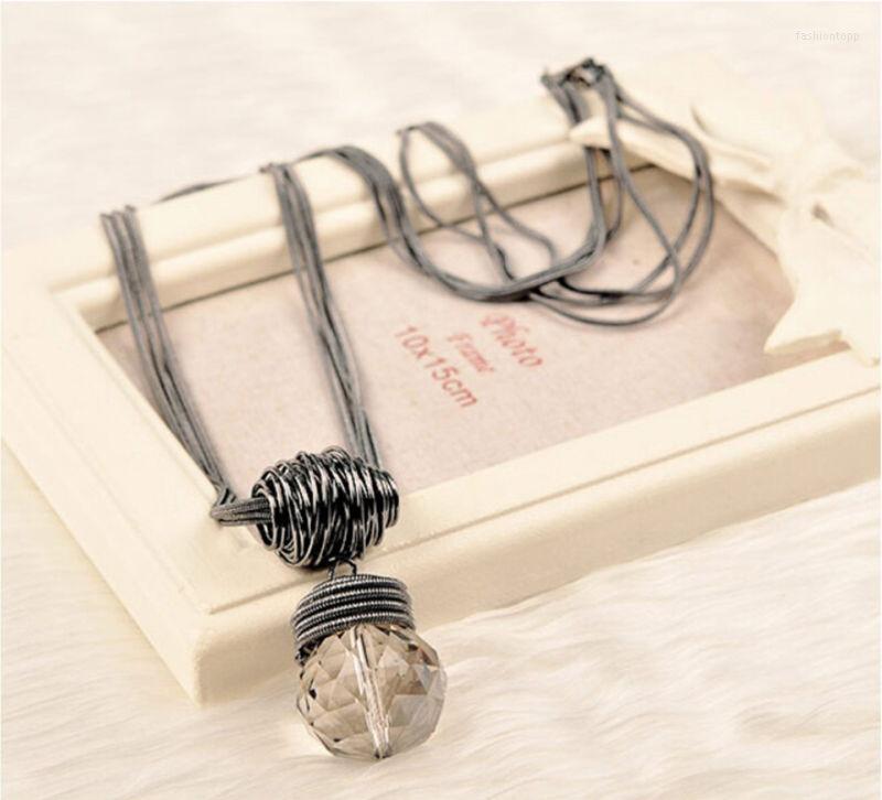 

Pendant Necklaces Fashion Women's Large Water Drop Long Crystal Necklace Temperament Versatile Sweater Chain