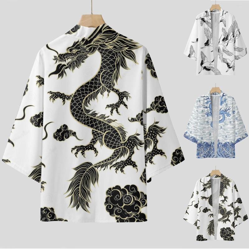 

Men's Casual Shirts Male Spring And Summer Cool Semi Long Sleeve Cardigan All Print Retro Blouses Ethnic Art 3d Digital Geometric, Blue