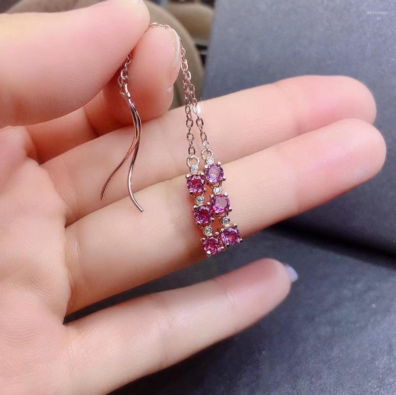 

Stud Earrings Garnet Earring Natural And Real 925 Sterling Silver Fine Jewelry