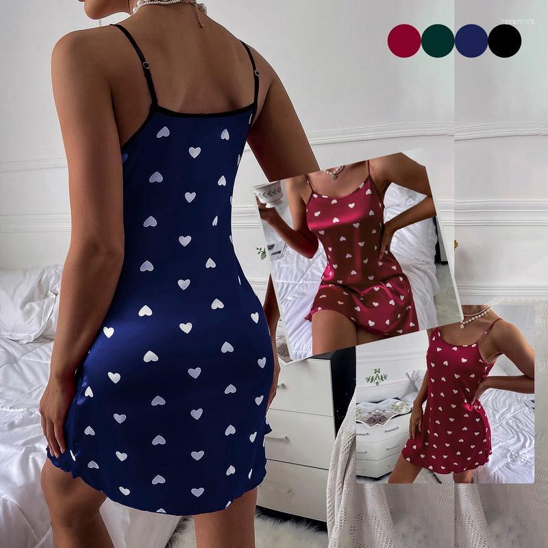 

Women's Sleepwear Women's 2023 Fashion Sexy Heart Print Pajama Women's Pyjamas Top Pajamas For Women Cute Nightgown Dress Comfy, Black