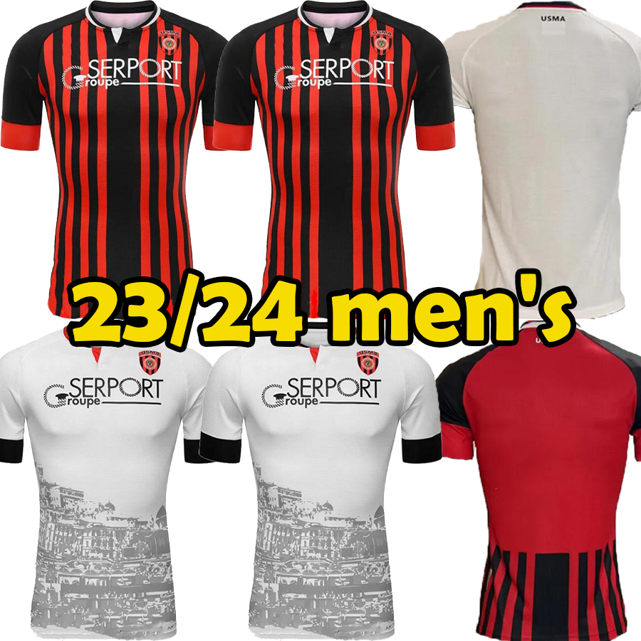 

23 24 USMA Alger Union soccer jerseys 2023 2024 USM Alger-Union Sportive de la Medina Hamia Zouari Benhamouda Hamza Benyahia Football Shirts Loucif top, White