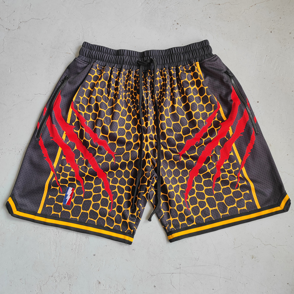 

Outdoor Shorts TRILLEST Los Angeles Style Black Mamba Spirit Scratch Printed with Zipper Pockets Street Wear Training Pants 230627