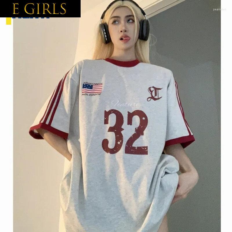 

Women's T Shirts E GIRLS T-shirt Y2k Top Oversized T-shirts Crop Blouses Short Sleeve Tshirt American Tees Shirt Woman Clothing, Grey