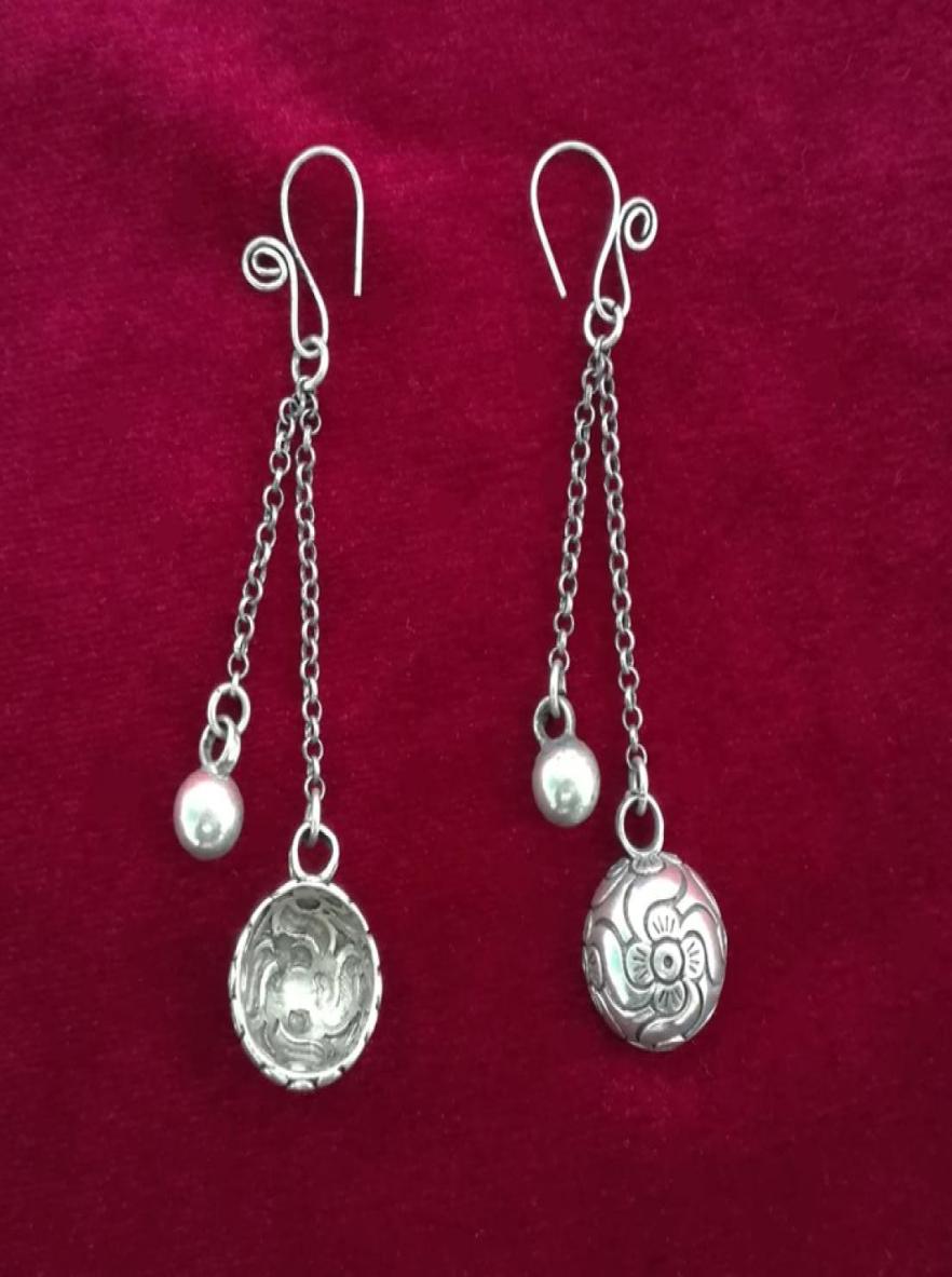 

Ethnic Style DIY Handmade Earrings Bottom Drag Miao Silver Ethnic Embroidery Long Retro Earrings Ornament6208511