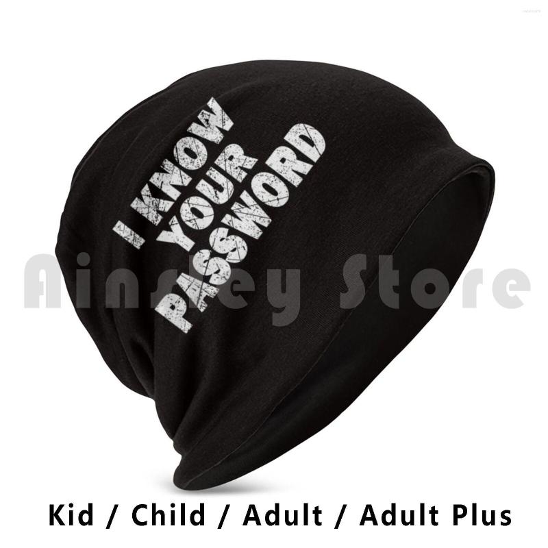 

Berets Computer Hacker Cybersecurity I Know Your Password Gift Beanie Hedging Cap DIY Print Cushion Hackers, Adult knit hat