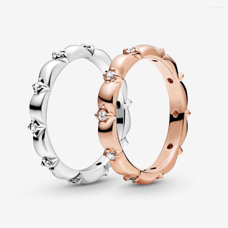 

Cluster Rings 2023 Arrival 925 Sterling Silver Flower Petals Band Ring Sparkling 2 Colours For Women Engagement Jewelry Anniversary