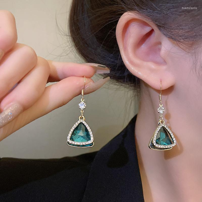

Dangle Earrings ROPUHOV 2023 S925 Silver Needle Geometric Crystal Tide Triangle Zircon French Retro Temperament For Women Gift