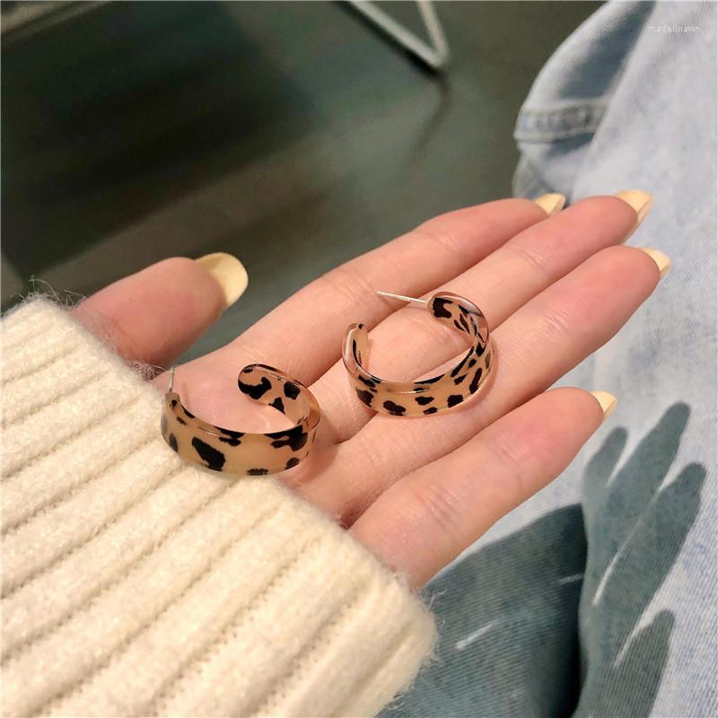 

Stud Earrings Leopard Print Korean For Women INS Geometric Resin Circle 2023 Fashion Jewelry Gifts