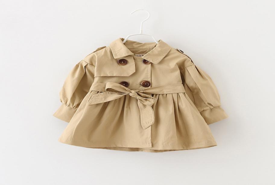 

Cute Baby Girl Causal Trench Coat Solid Belt European Style Coat For 936M Babies Newborn Infant Outerwear Coat Clothes 5506285, Ivory