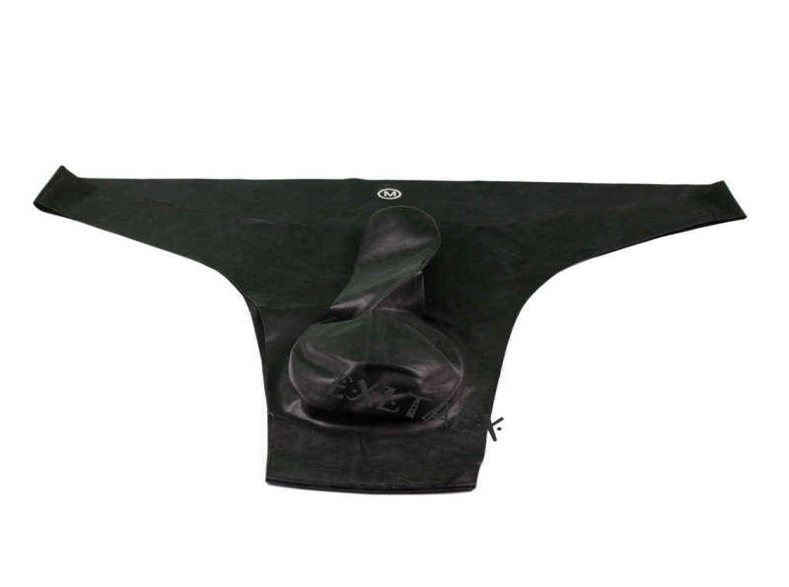 

NXY Briefs and Panties Latex Male String Underwear Black Rubber G with Cock Ball Sheath Fetish Erotic 11267819209