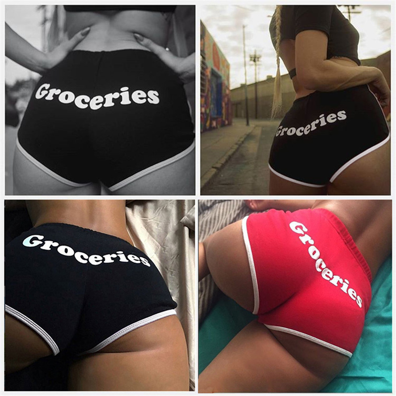 

Summer Women Shorts Female Bodycon Beach Boho Casual Letter Workout Fitness Ladies High Waist, Black