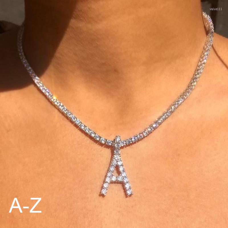 

Pendant Necklaces Stone Fans Large Tennis Letter Necklace Jewelry Cubic Zirconia Initial Silver Plated Collares