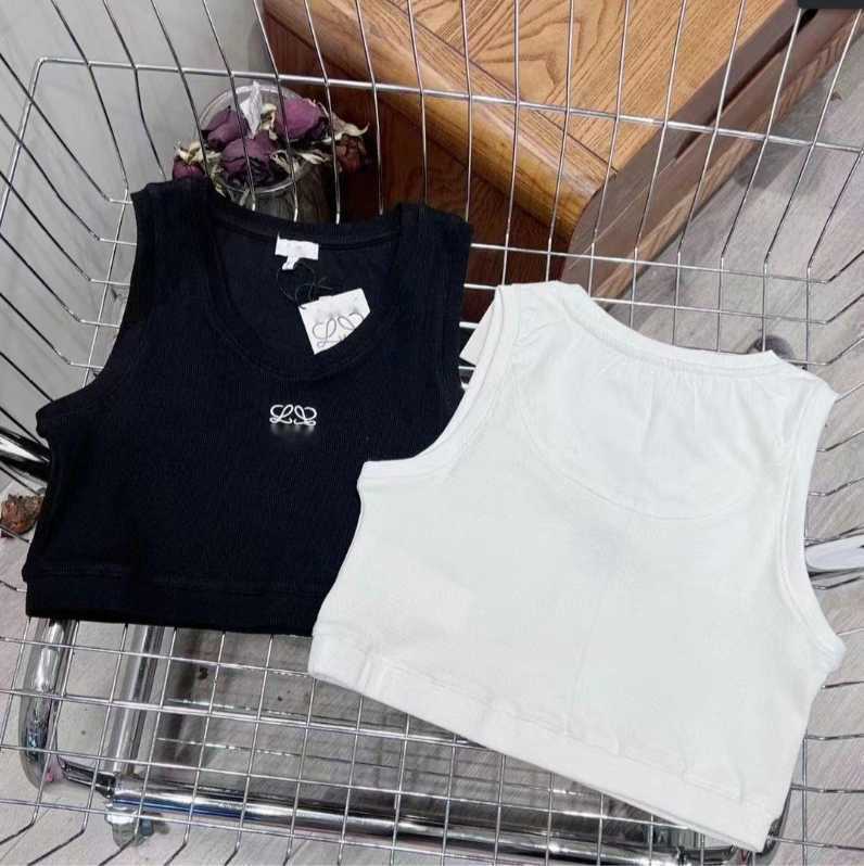 

Women Crop Tanks Camis Anagram-embroidered Cotton-blend Loewee Shorts Skirts Yoga Suit Two Piece Dress Bra Vest Ladies t Shirt Femme Hs, 6#