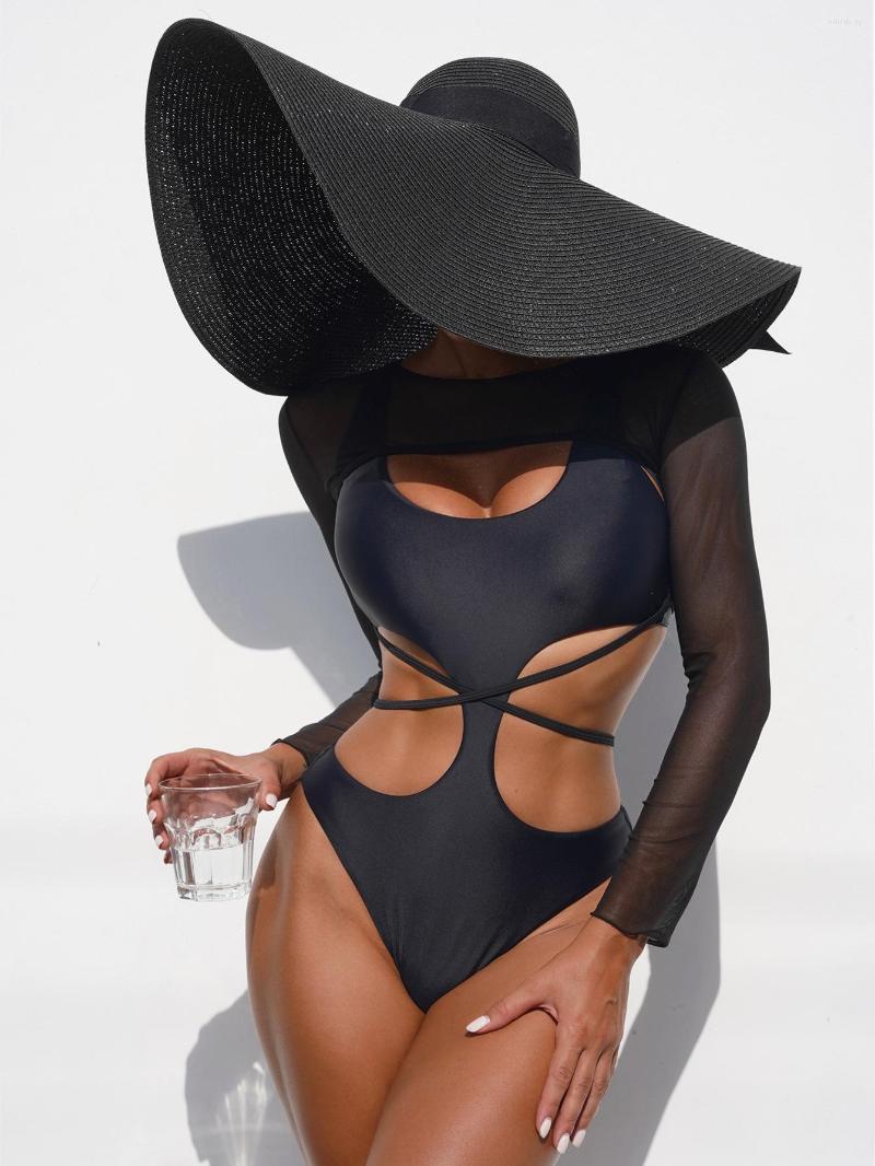 

Women' Swimwear 2023 Summer One Piece Cover Up Bikini Strap European And American Sexy, Black