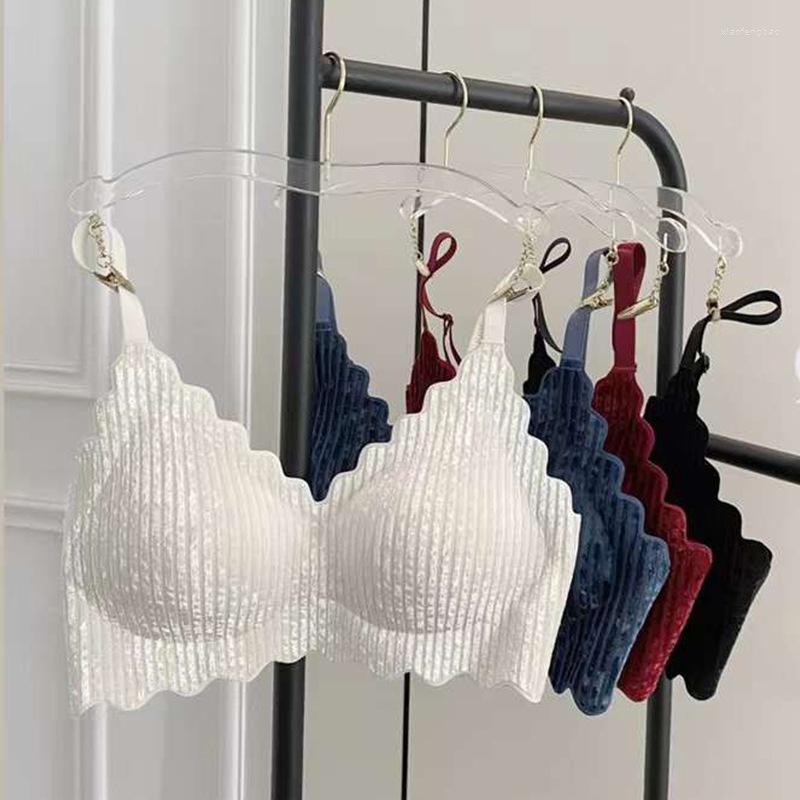 

Bras Sets Japanese Velvet Comfortable Bralette No Steel Ring Small Chest Gathered Lingerie Seamless Underwear Women Bra Set Female, As picture show