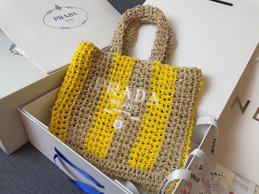 

Prada Fashions Totes Bag Letter Shopping Bags Canvas Designer Women Straw Knitting Handbags Summer Beach Shoulder Bags Large Casual Tote, 12 24cm