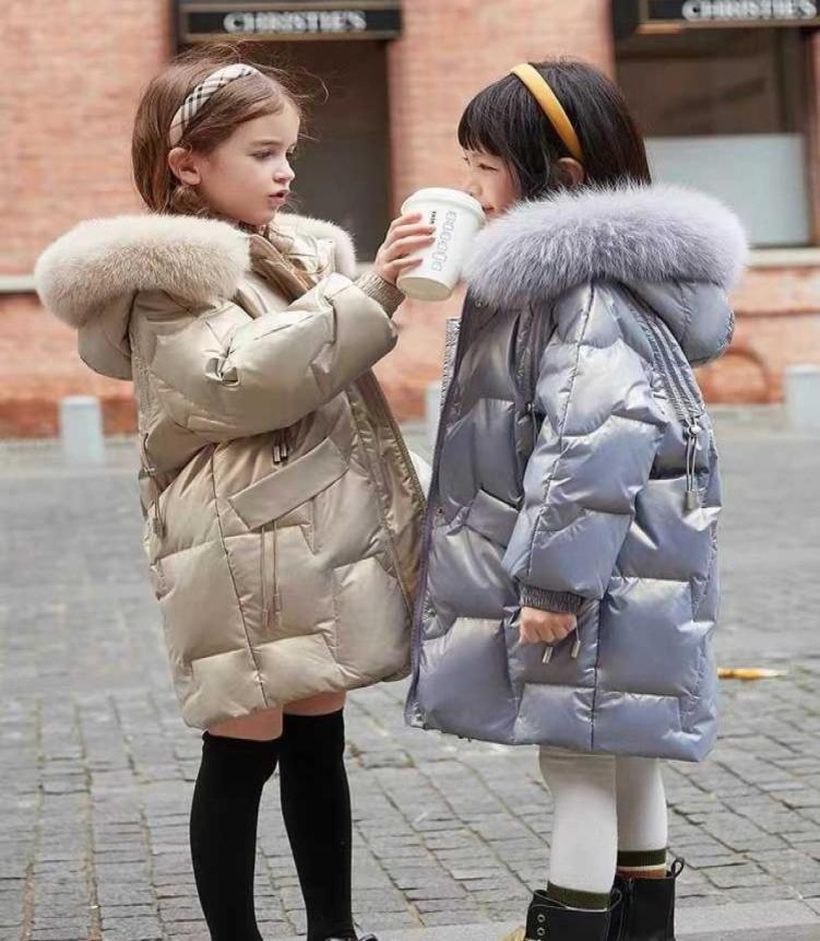 

Jackets Children039s down jacket girls039 medium and long 2022 new foreign style girls039 winter coat girls039 warm wi8621594, Beige