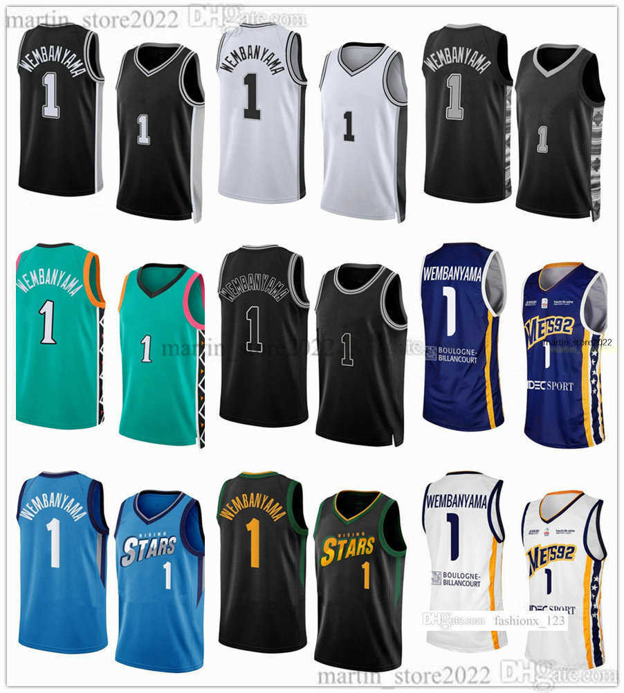 

2023 Basketball Draft Pick NO.1 Victor Wembanyama Jerseys Rising Star College Shirts Men Women YouthFast Send, Black (with team logo)