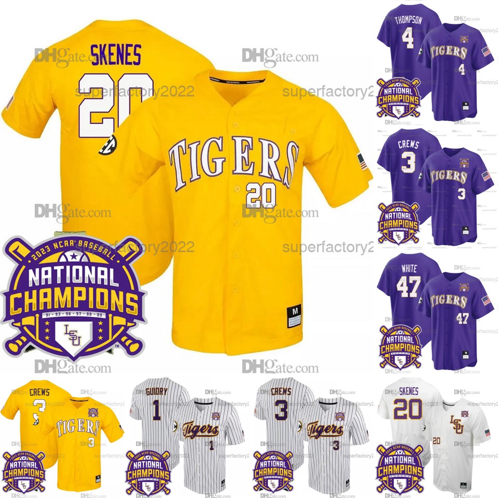 

LSU Tigers 2023 World Series Championship Baseball Jersey Dylan Crews Brayden Jobert paul skenesTre Morgan Alex Bregman White Jake Fraley Gavin Dugas Kevin Gausman, White world series