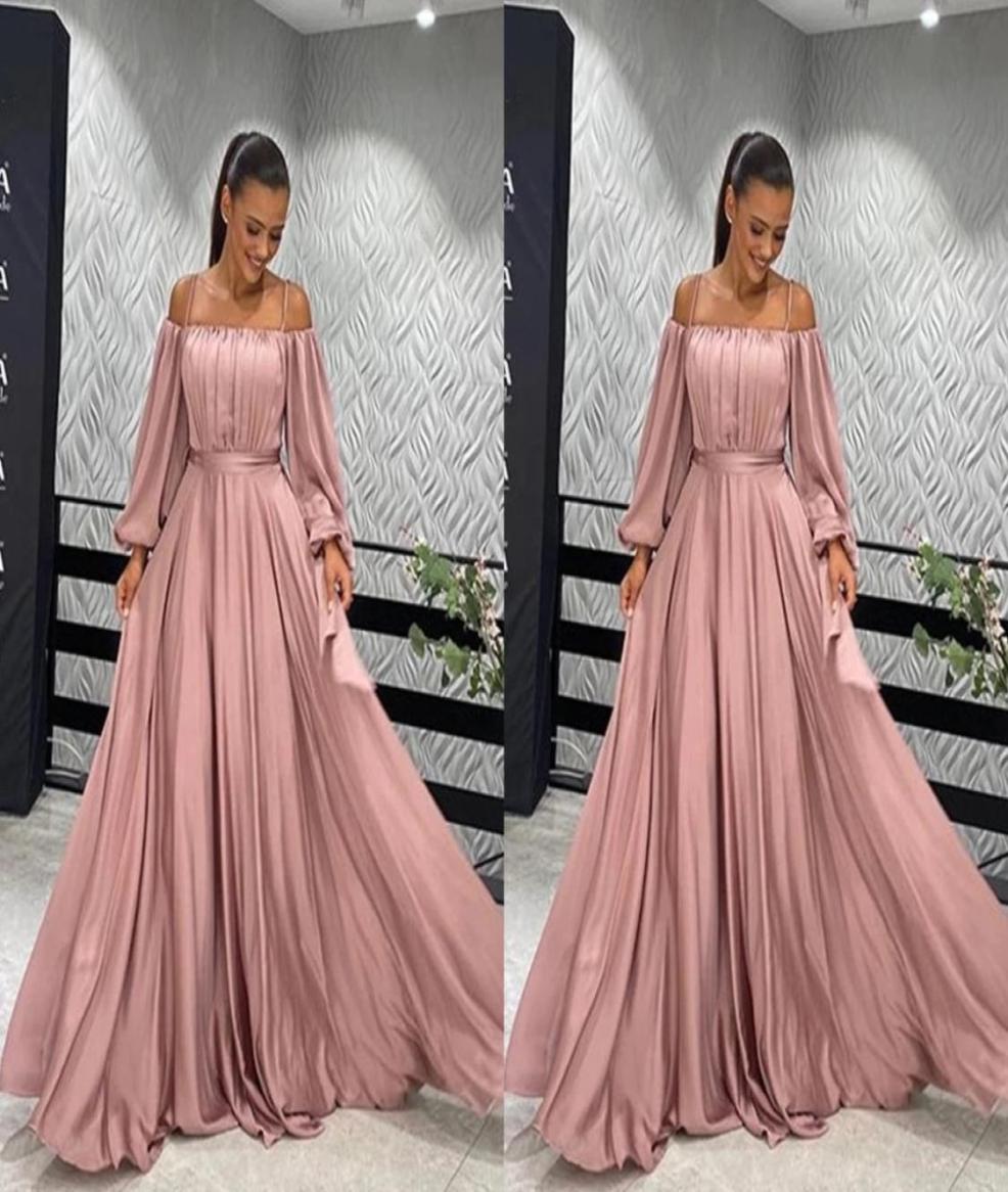 

Elegant Dusty Rose Pink Boho Cold Shoulder Prom Bridesmaid Dresses 2022 Ruched Long Evening Special Occasion Cocktail dress Gowns7523452, Same as image