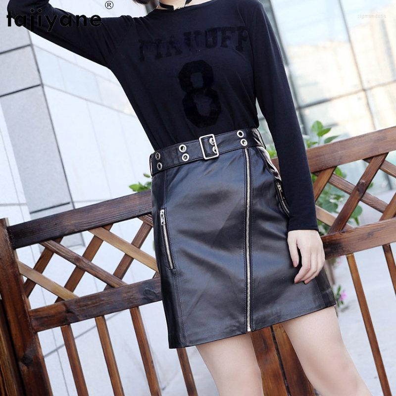 

Skirts Tajiyane Real Leather Skirt Women Korean Fashion Genuine Sheepskin For Womens 2023 Black High Waist