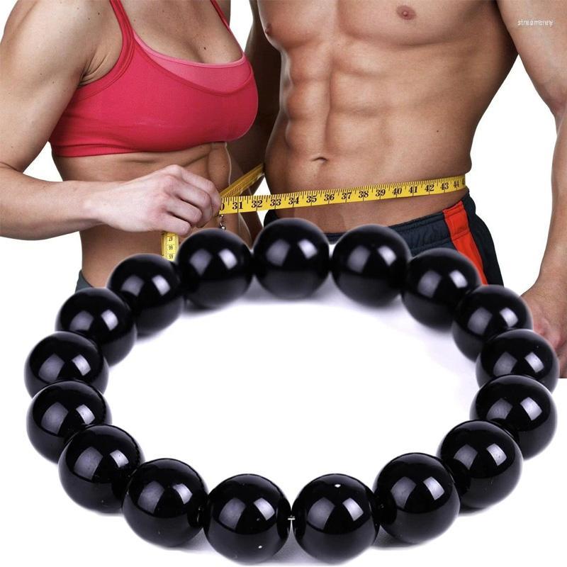 

Strand Black Obsidian Natural Stone Bracelet Fat Relief Promote Blood Circulation Anti Anxiety Weight Loss Bracelets Women Men Jewelry