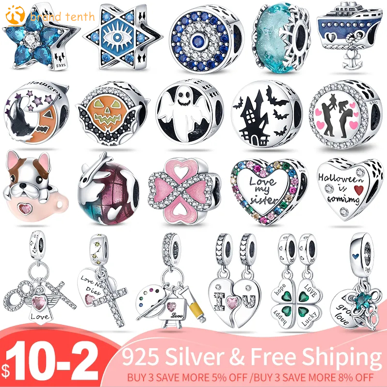 

925 Sterling Silver for pandora charms authentic bead Pendant women Bracelets beads Halloween Charm