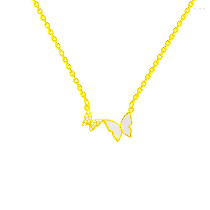 

Pendant Necklaces Lucky 2 Flying Animals Butterflies Nimble Zircon Mother's Day Chain Necklace Woman Girl Wedding Blessing Gift Jewelry