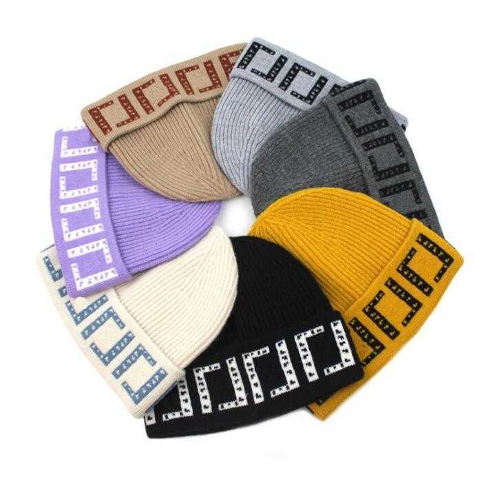 

Letter Fashion Mens Designers Hats Bonnet Winter Beanie Knitted Wool Hat Skull Casual Outdoor Sports Hip Hop Fringe beanies Caps, Grey