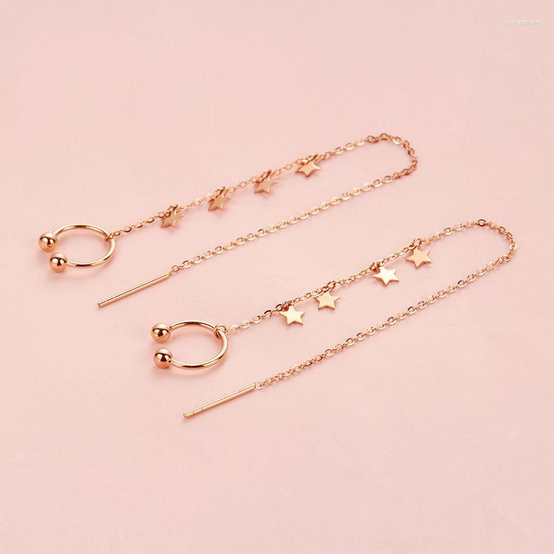 

Dangle Earrings 585 Purple Gold Tassel Star For Women Plated 14K Rose Fashion U-shaped Ear Line Simple Glamour Engagement Jewelry