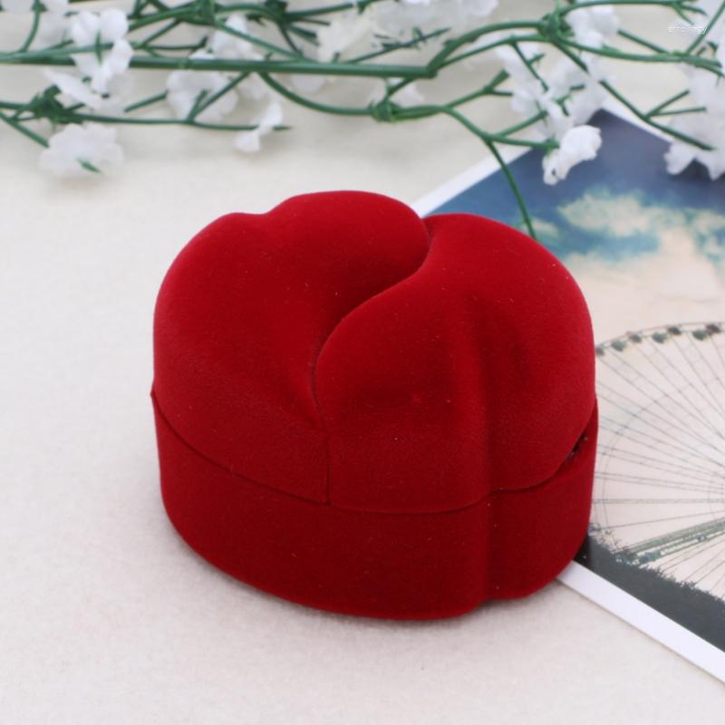 

Jewelry Pouches Proposal Engagement Ring Box Heart Shape Earrings For CASE Anniversay Valentines Day Wedding Supplies