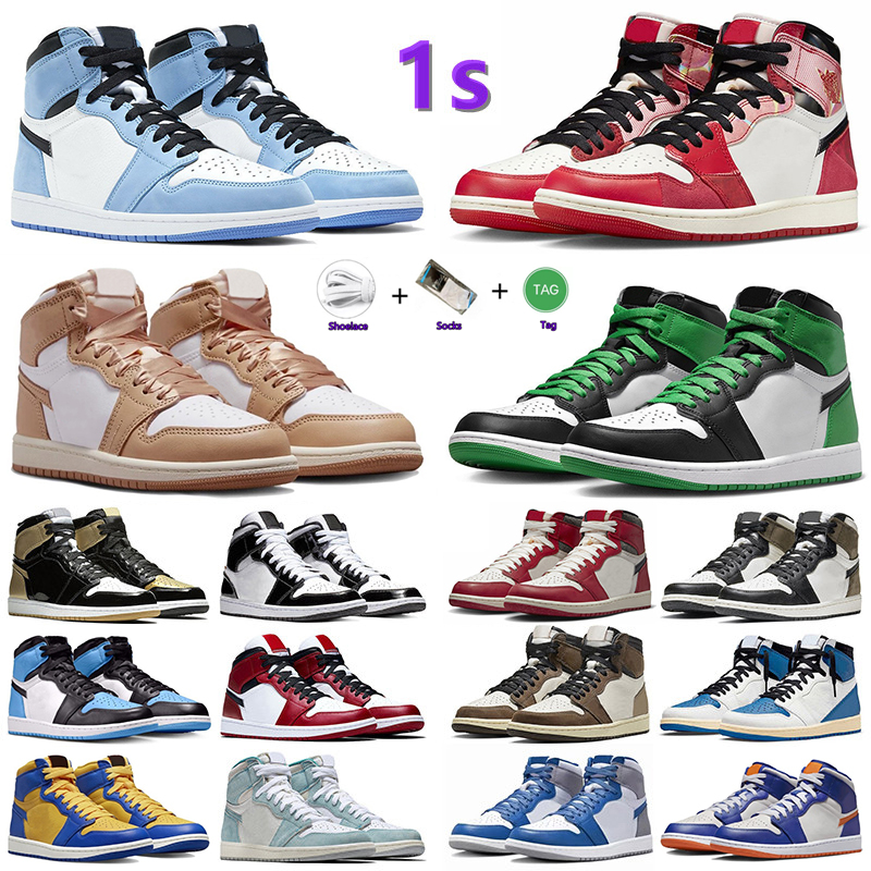 

1 1S Basketball Shoes Men Women Sneakers UNC Toe Spider Verse Black White Bred Patent StarFish University Blue Dark Mocha Lost Found Mens Trainers Sports Shoe, Color#24