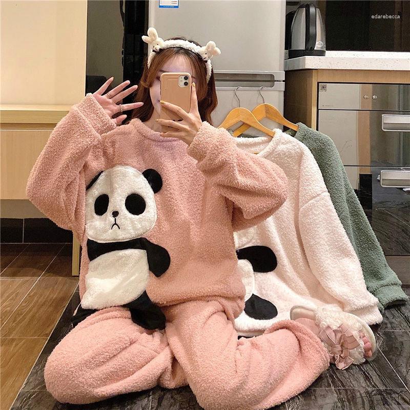 

Women's Sleepwear Women's Pajamas Autumn And Winter Cartoon Sweet Cute Thickening Plus Velvet Warm Home Wear Clothes Fashion Pyjamas, Green