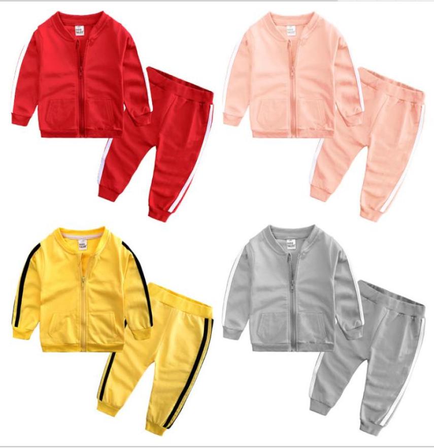 

Baby girl clothes cotton long sleeve solid zipper jacketpants 2pcs bebes tracksuit baby boy clothing set5467045, Pink