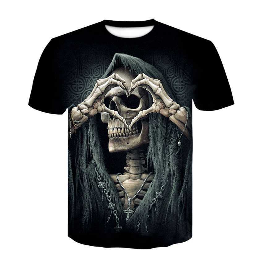 

New summer print horror skull 3D men's T-shirt casual men's clothing printing