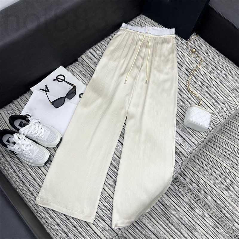 

Women' Pants & Capris Designer Summer New Spliced Letter Elastic Waist Thin Versatile Silk Smooth Wide Leg Casual for Women 2YRS, Champagne4