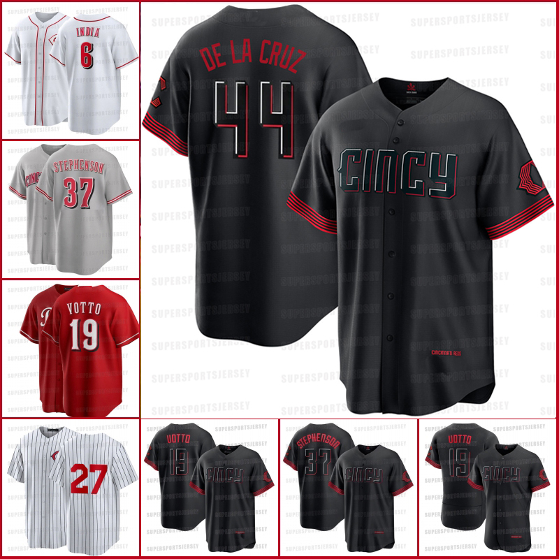 

44 Elly De La Cruz CINCY 2023 City Connect Reds Jersey cINCINNATIs Jersey 6 Jonathan India 19 Joey Votto Tyler Stephenson TJ Friedl Barry Larkin 30 Ken Griffey Jr., Mens felx base