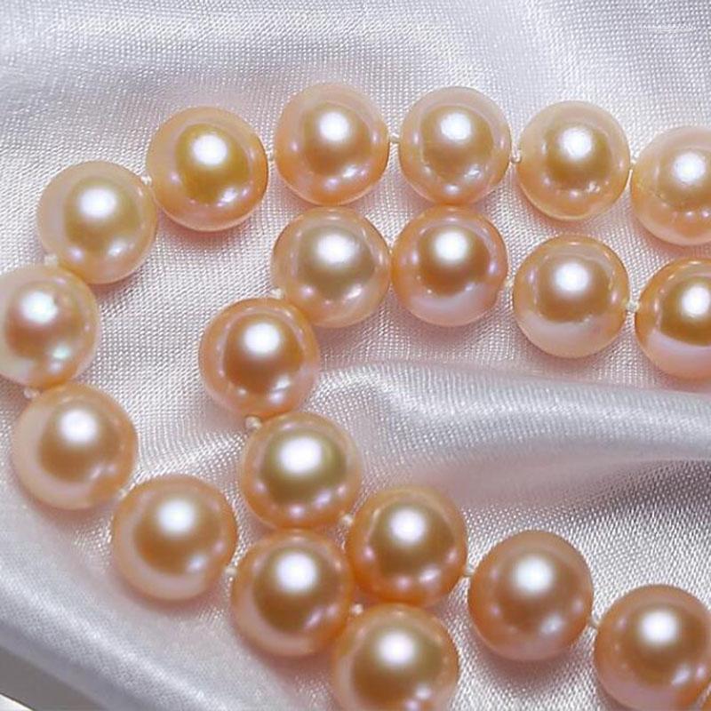 

Chains 9-10mm Natural Freshwater Pink Pearl Necklace 925silver