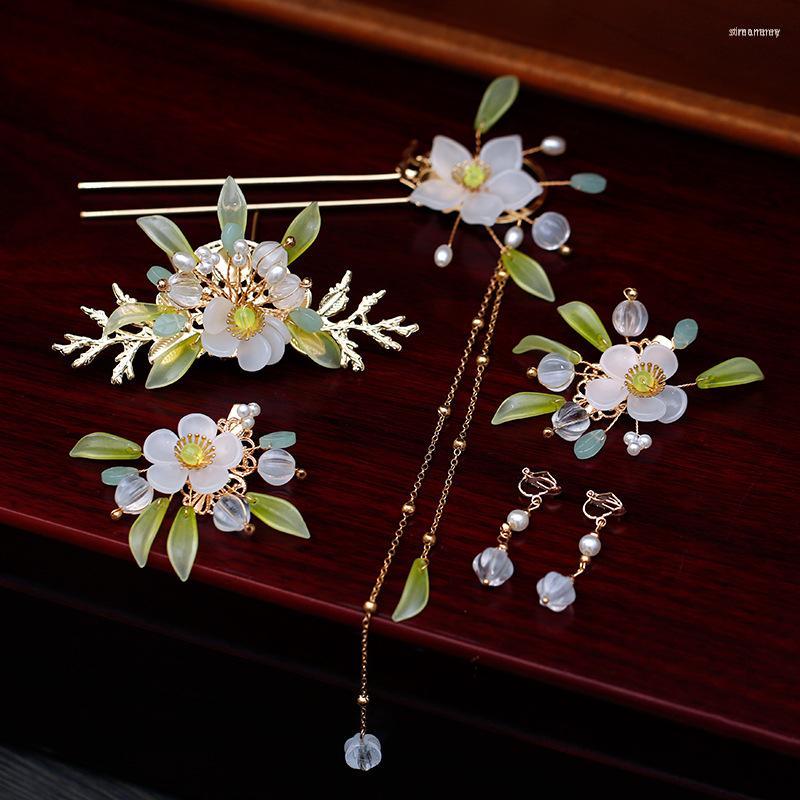 

Hair Clips Headwear Forest Colored Glass Wig Pins Antique Style Full Set Of Ancient Elegant Brides Ornaments