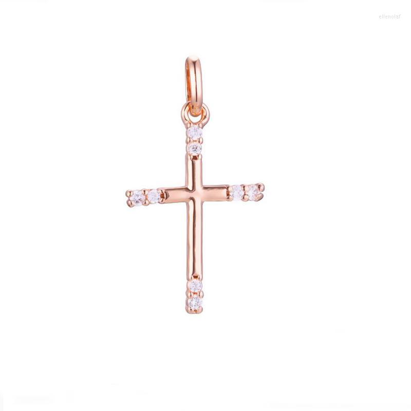 

Pendant Necklaces Women 585 Rose Gold Color Cross White Crystal NecklacePendant Gord22