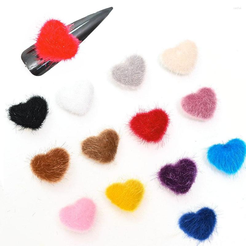 

Nail Art Decorations 5pcs/lot 1.5 2cm Heart Fluffy Pompoms 3D Decoration Detachable Magnetic Jewelry Manicure Design Accessories KH