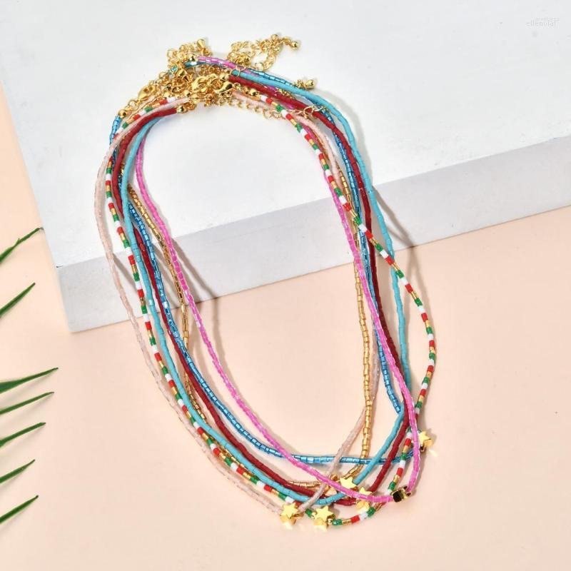 

Choker Colorful Unique Exquisite Small Beads Glass Miyuki Chain Make Star Pendant Necklace Jewelry