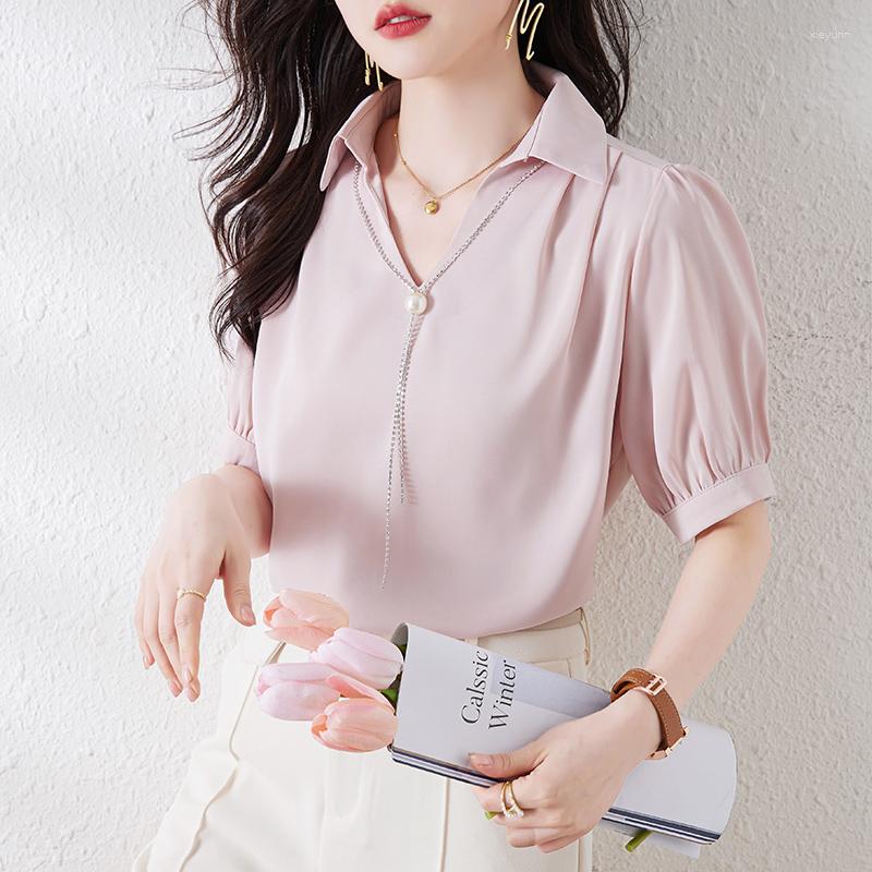 

Women's Blouses Simple Yet Chic Solid Color Ladies' Shirt For Any Occasion Elegant And Versatile Women's With French Style, White