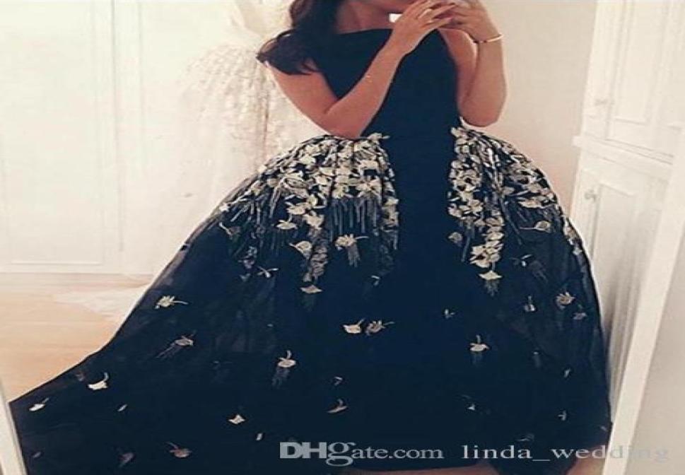 

2019 Black with Appliques Overskirts Evening Dress Cheap A Line Tulle Long Arabic Formal Wear Party Gown Custom Made Plus Size8640519, Purple