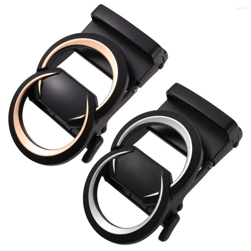 

Belts Casual Holeless Craft DIY 36mm Buckle Classic Waistband Head Double Ring Hollowed Out End Bar Belt Automatic Buckles, Gold