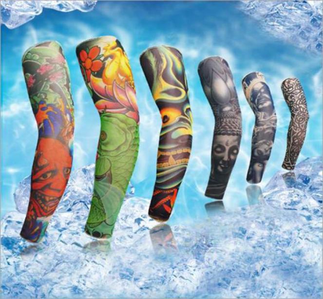 

Fashion Nylon Unisex Elastic Temporary Fake Tattoo Sleeves Stretch Outdoor Sports Protection Sunscreen Arm Stockings Mix Types9649100