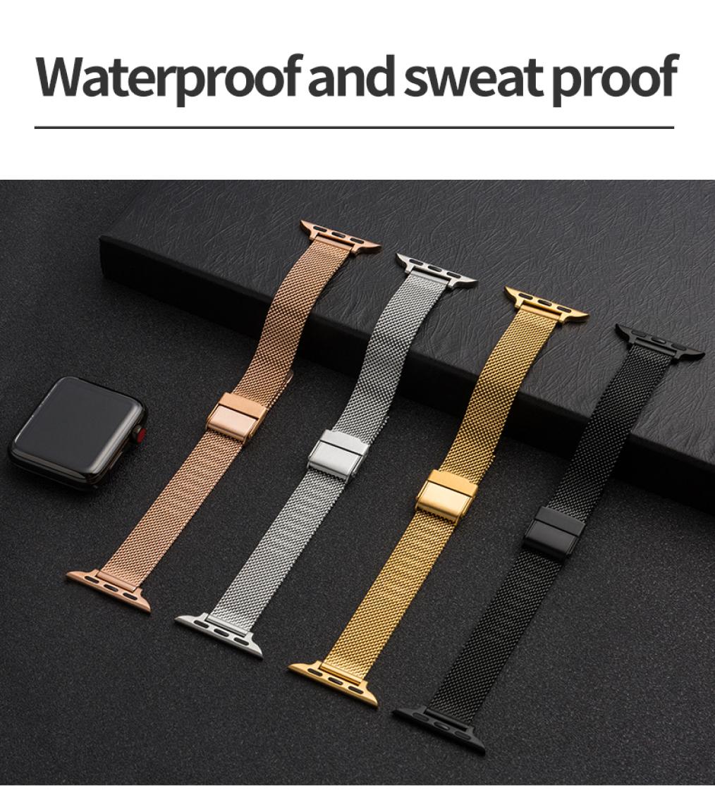 

For Apple Watch SE123456 Universal Slim Milan Woven Mesh Ladies Strap Silver Black Gold Rose 3840 4244mm4884090